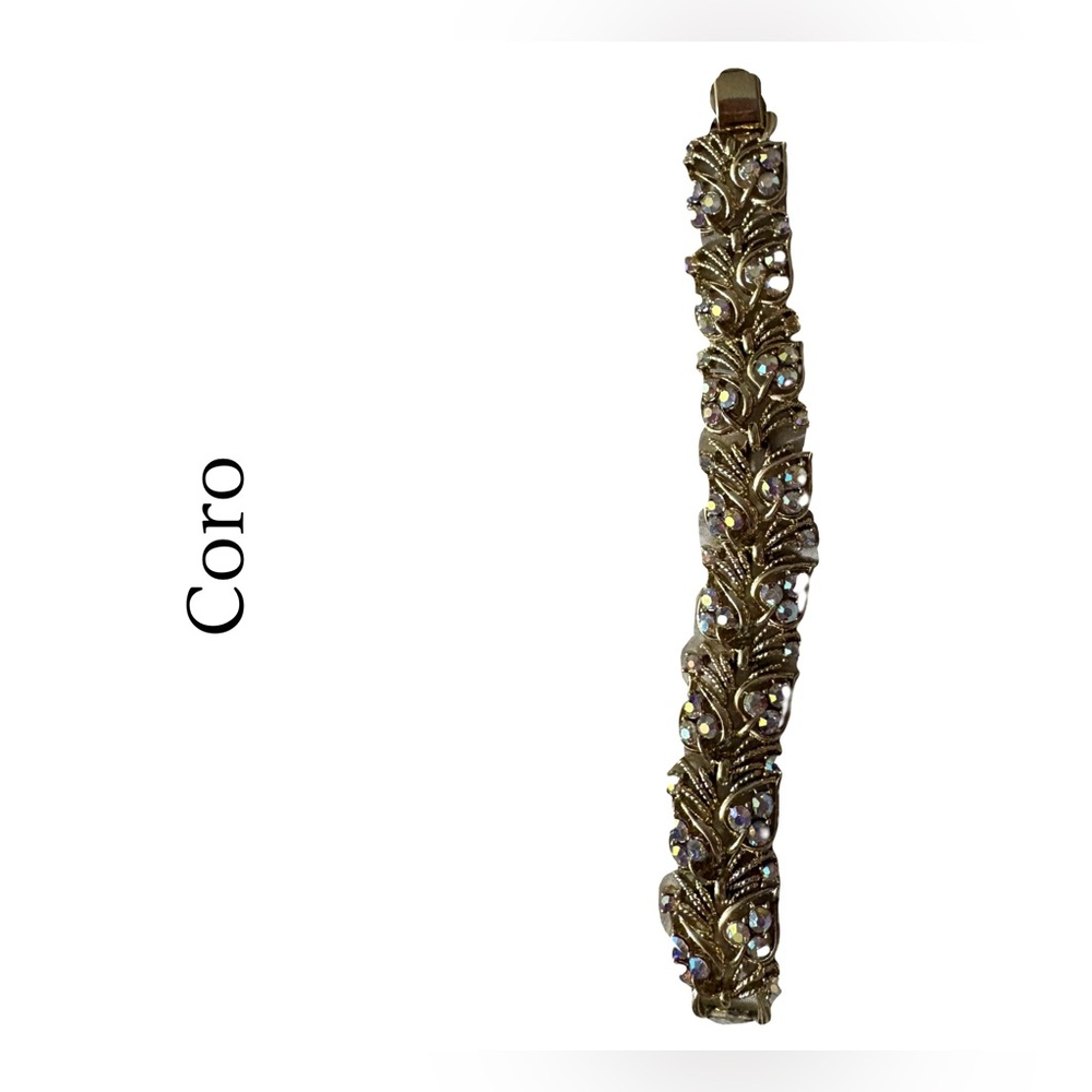 Coro Vintage Jewelry Gold Bracelet with Crystal Details